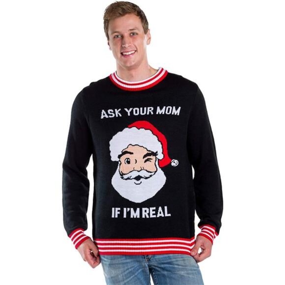 Men's Winter Christmas Sweaters Ask Your Mom Black